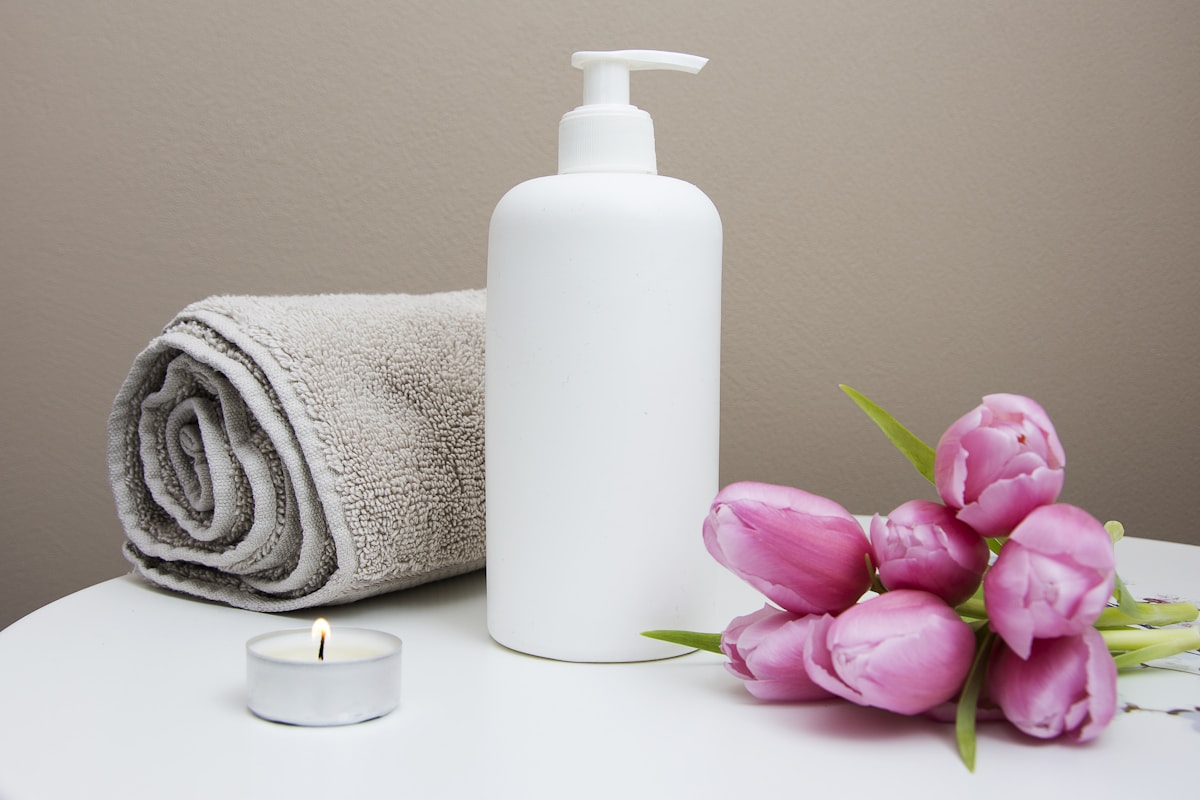 Tranquil spa lounge with towels and candles